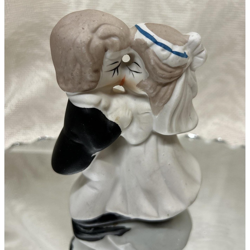 First Kiss Vintage Bisque Bride Groom Wedding Cake Topper Keepsake Figurine